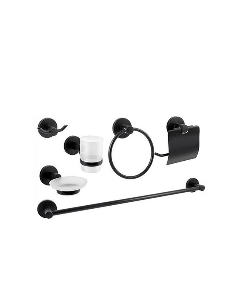 Juego de accesorios para baño en negro - 6 piezas