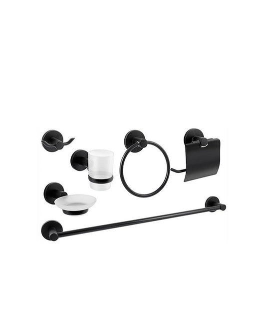 Juego de accesorios para baño en negro - 6 piezas