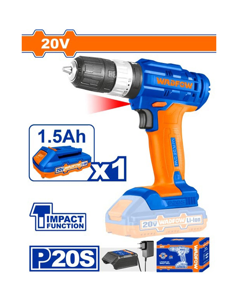 Taladro con percutor 20V + batería + cargador