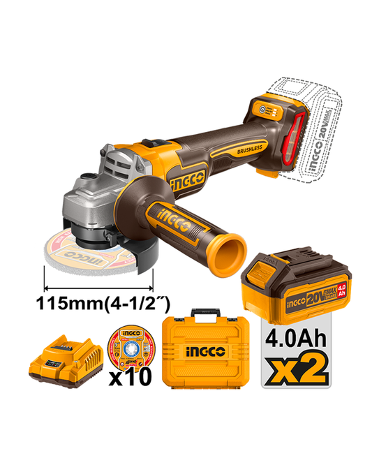 Amoladora 20V + batería + Valija + Disco