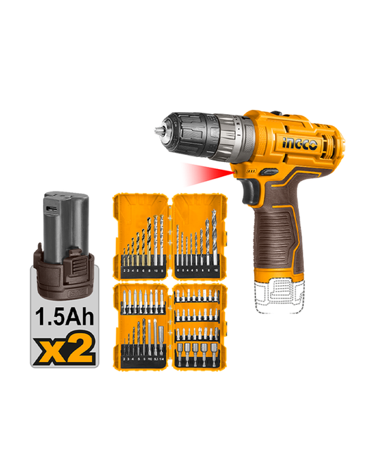 Kit atornilladora 12V + set de mechas + puntas + 2 baterías